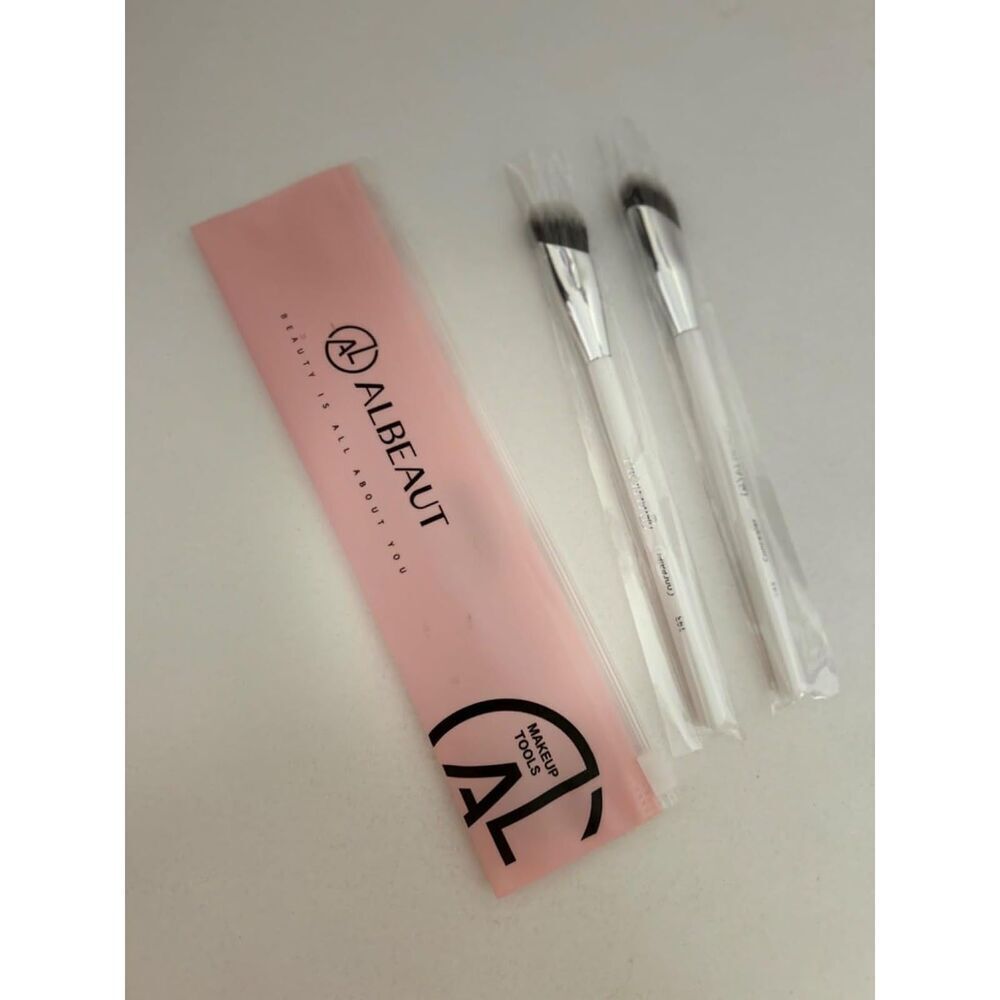 193 2pcs White Angled Under Eye Makeup Precision Face Blending concealer brushes